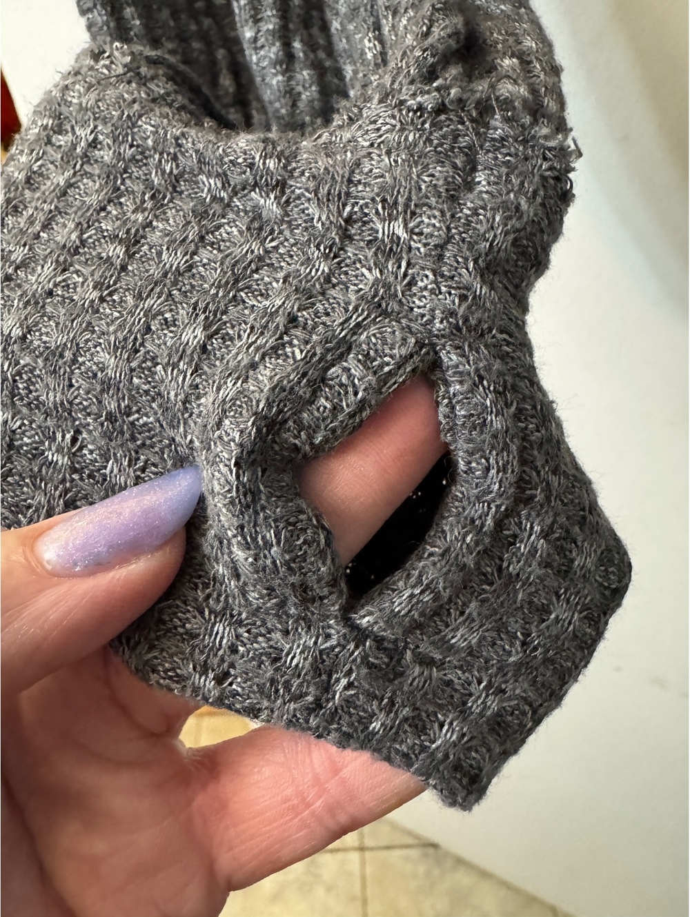 Free People charcoal gray waffle-knit turtleneck cropped top Size Medium - Picture 3 of 4